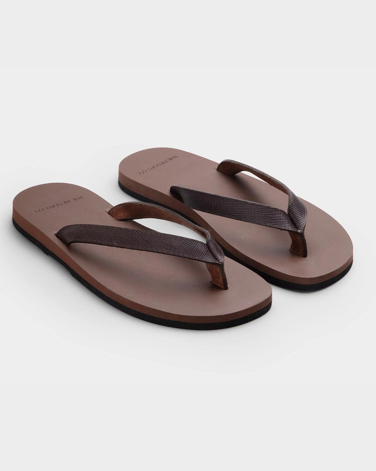 Brown Saffiano Leather Flip-flops