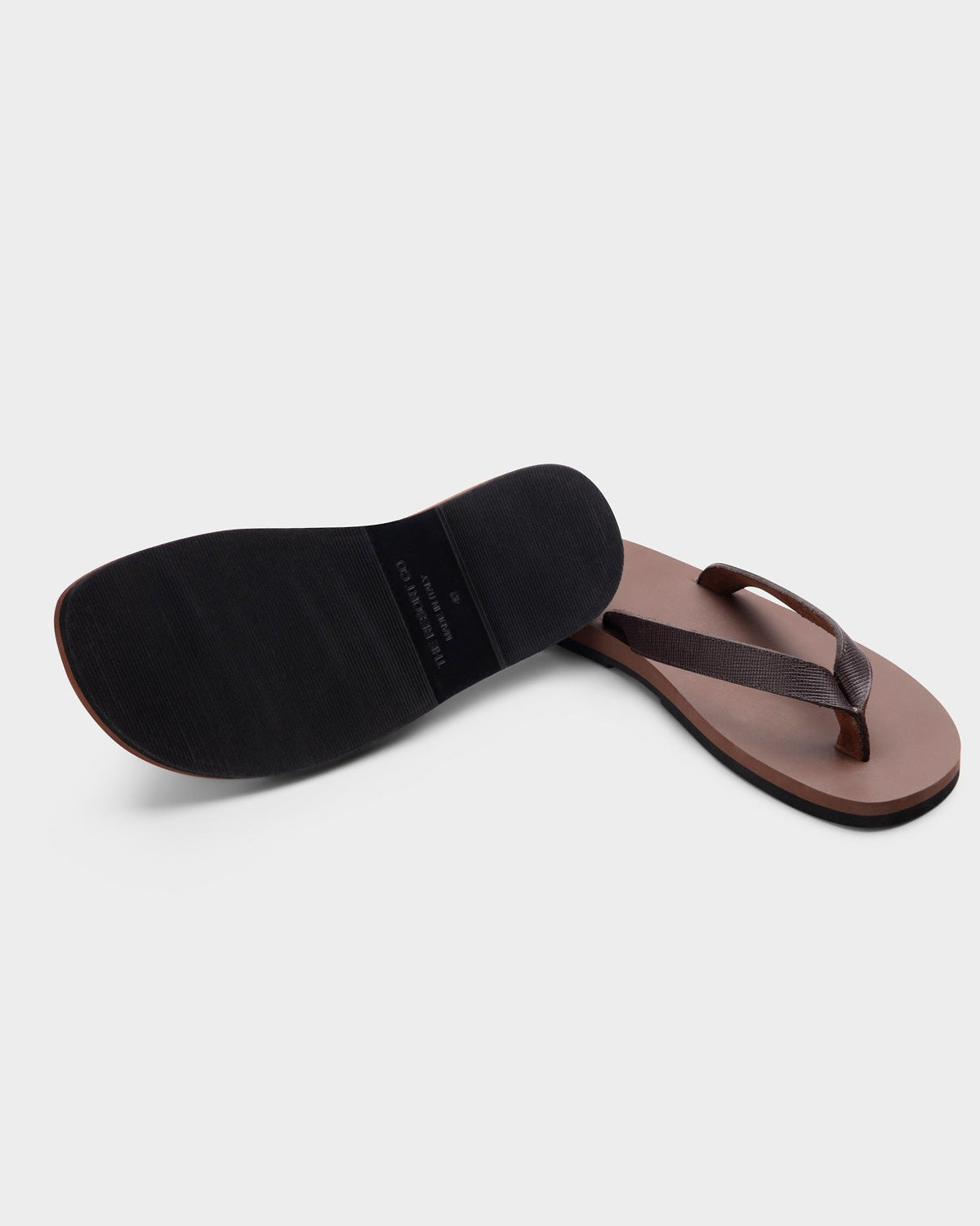 Brown Saffiano Leather Flip-flops – THE RESORT CO display picture 3