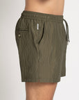 Classic Swim Shorts Olive Seersucker - THE RESORT CO