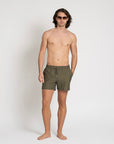 Classic Swim Shorts Olive Seersucker - THE RESORT CO