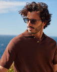 Knitted Polo Shirt Brown - THE RESORT CO