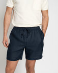 Linen Drawstring Shorts Navy - THE RESORT CO
