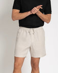 Linen Drawstring Shorts Oatmeal - THE RESORT CO