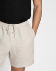 Linen Drawstring Shorts Oatmeal - THE RESORT CO