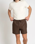 Linen Drawstring Shorts Sandalwood - THE RESORT CO