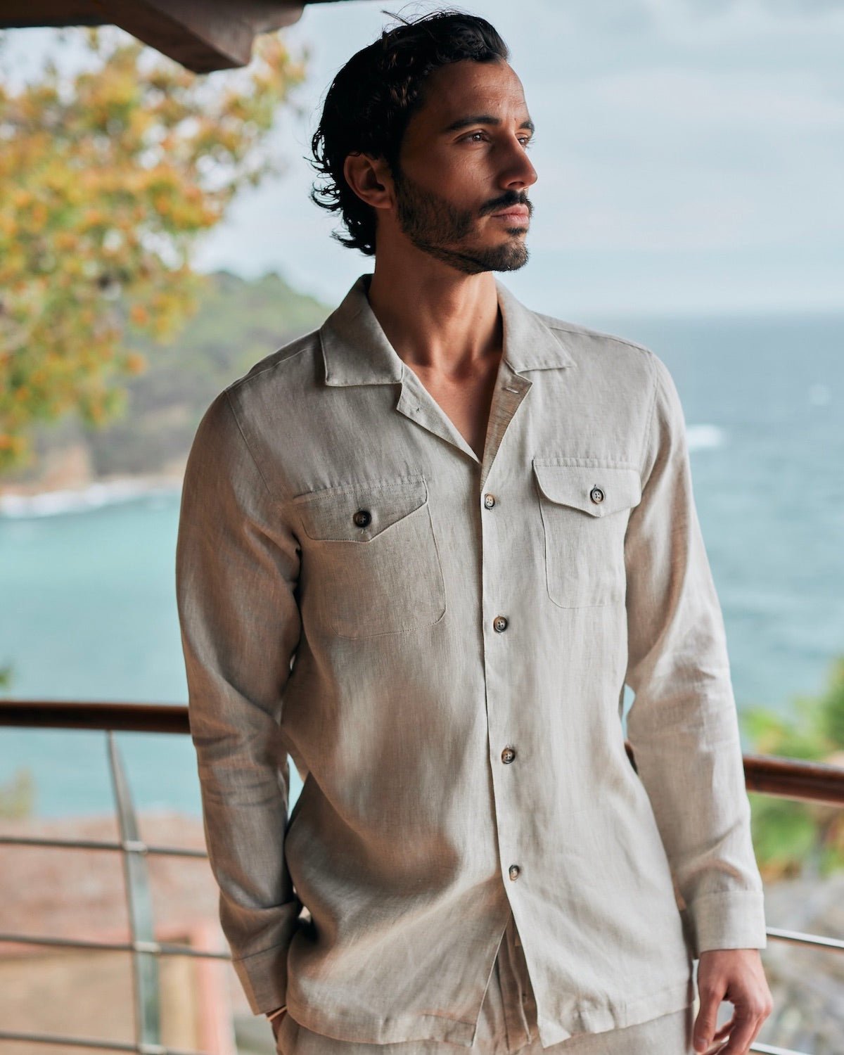 Linen Overshirt Oatmeal – THE RESORT CO