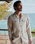 Linen Overshirt Oatmeal - THE RESORT CO