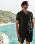 Linen Resort Shirt Eucalyptus - THE RESORT CO