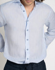 Long - sleeve Linen Shirt Light Blue - THE RESORT CO
