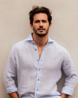 Long - sleeve Linen Shirt Light Blue - THE RESORT CO