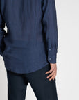 Long - sleeve Linen Shirt Navy - THE RESORT CO