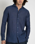 Long - sleeve Linen Shirt Navy - THE RESORT CO