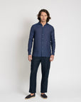 Long - sleeve Linen Shirt Navy - THE RESORT CO