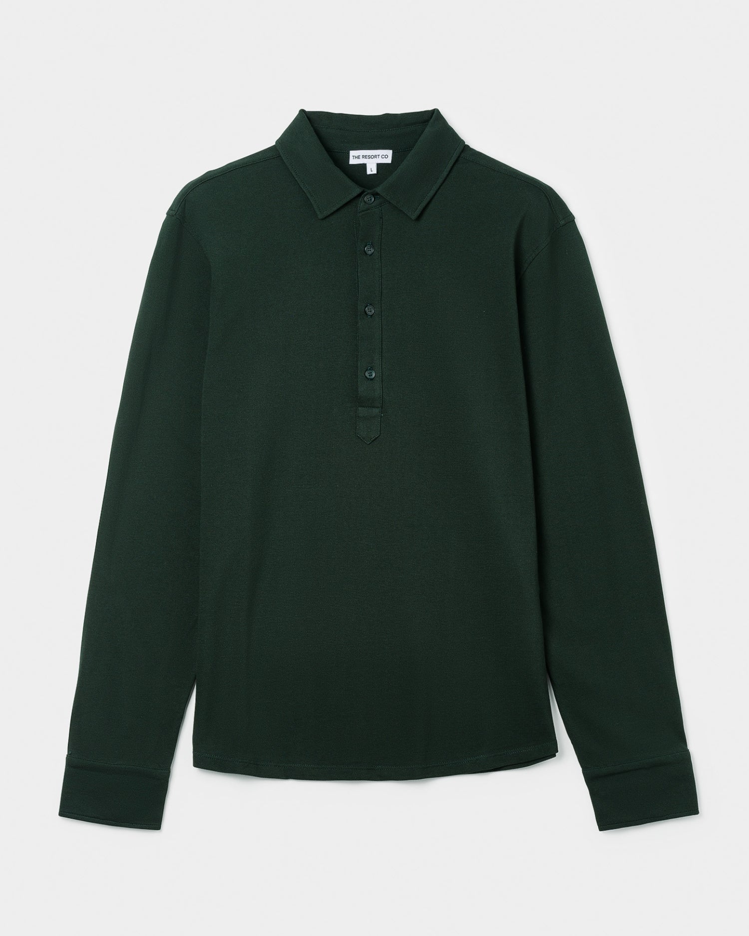 Long-sleeve Piqué Polo Deep Green - Main Image