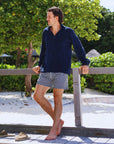Long - sleeve Terry Polo Navy - THE RESORT CO