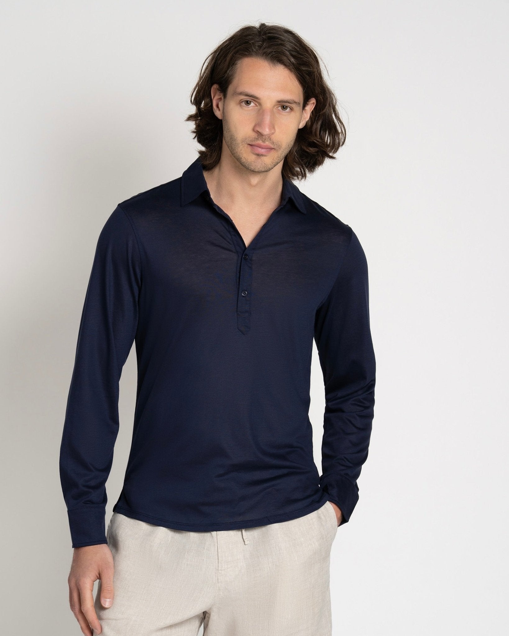 Lyocell Popover Navy – THE RESORT CO