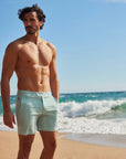 Tailored Swim Shorts Turquoise Seersucker - THE RESORT CO