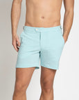 Tailored Swim Shorts Turquoise Seersucker - THE RESORT CO