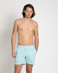 Tailored Swim Shorts Turquoise Seersucker - THE RESORT CO
