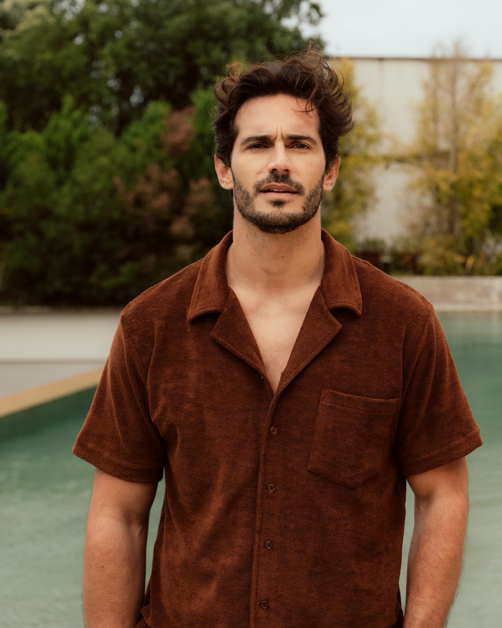 Terry Short Sleeve Shirt Brown – THE RESORT CO