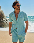 Terry Short Sleeve Shirt Light Blue - THE RESORT CO