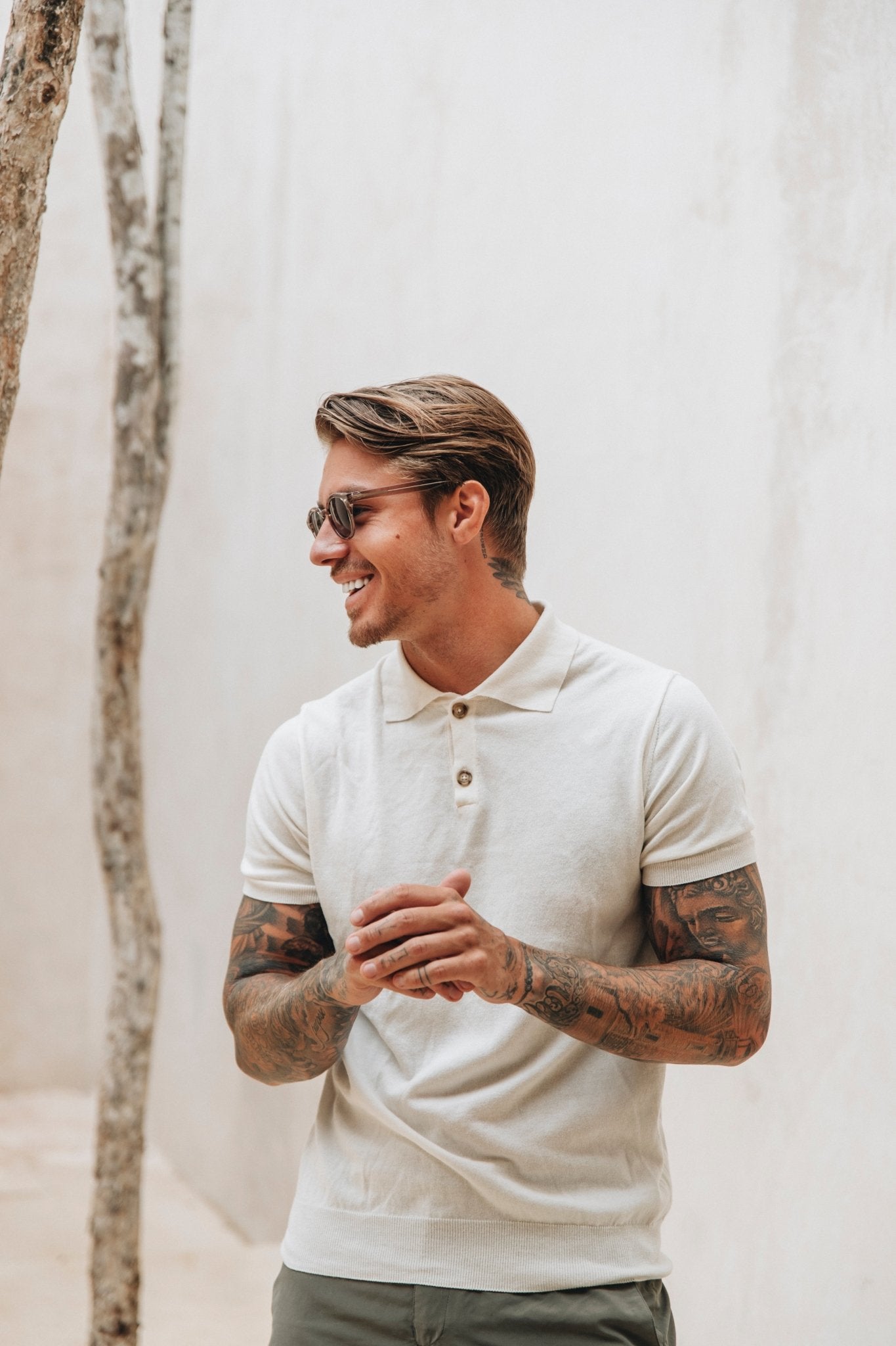 Knitted Polo Shirt Ivory – THE RESORT CO