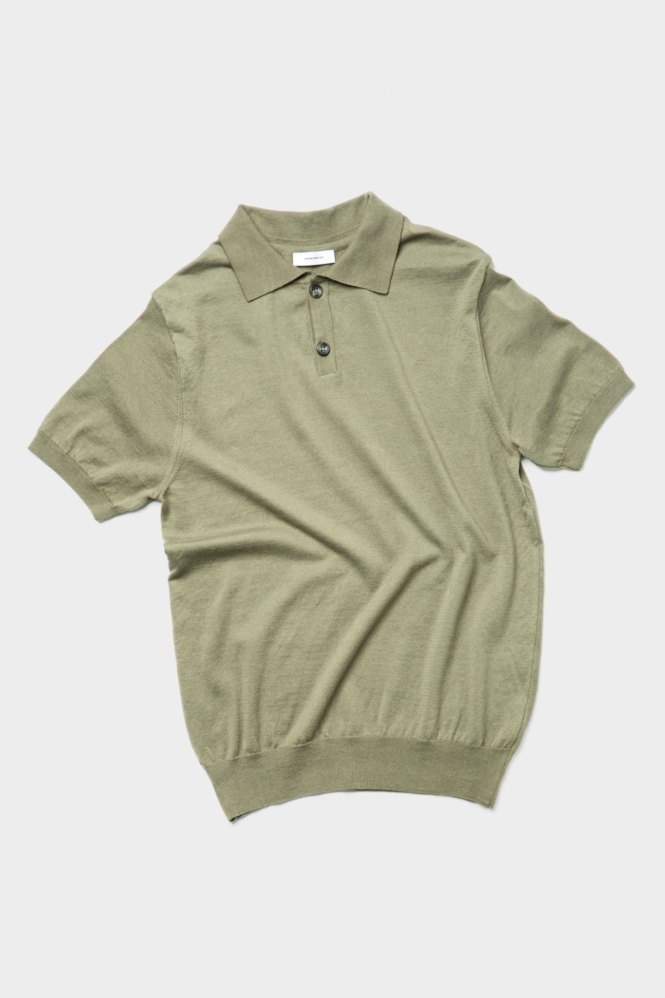 Knitted Polo Shirt Khaki – THE RESORT CO