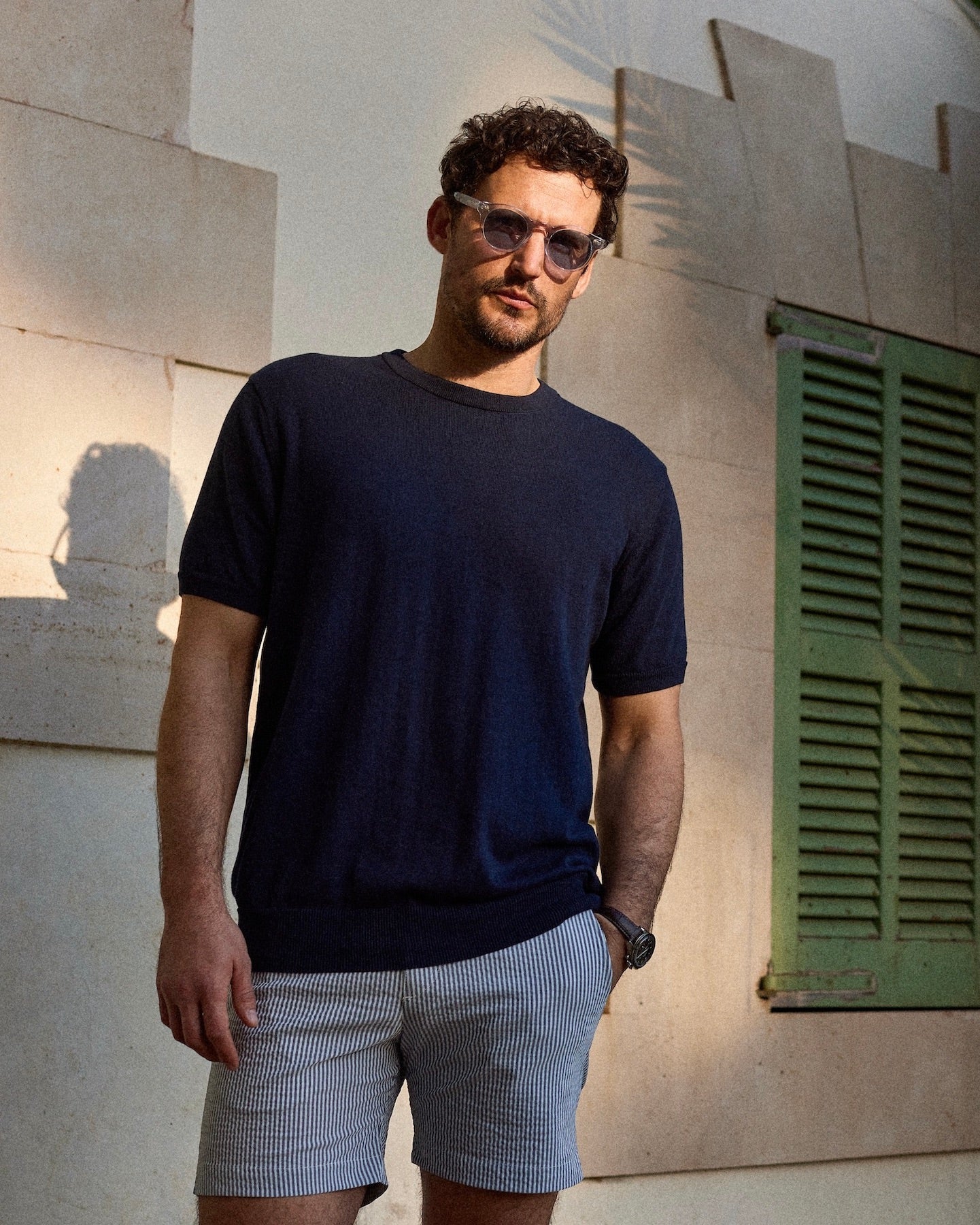 Knitted Tee Navy – THE RESORT CO