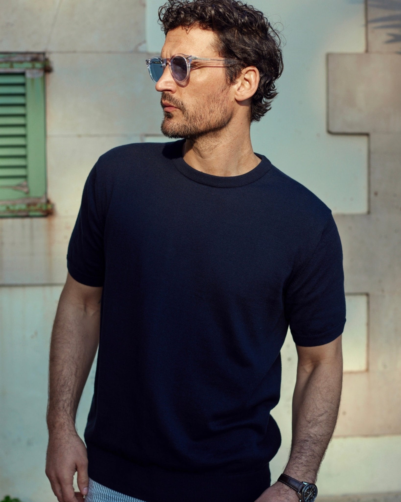 Knitted Tee Navy – THE RESORT CO