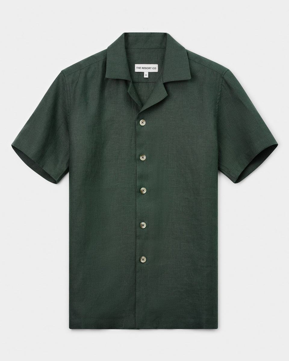 トップス the Mad Shop linen resort shirt linen-resort-shirt-eucalyptus-