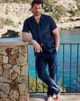 Linen Resort Shirt Navy - THE RESORT CO