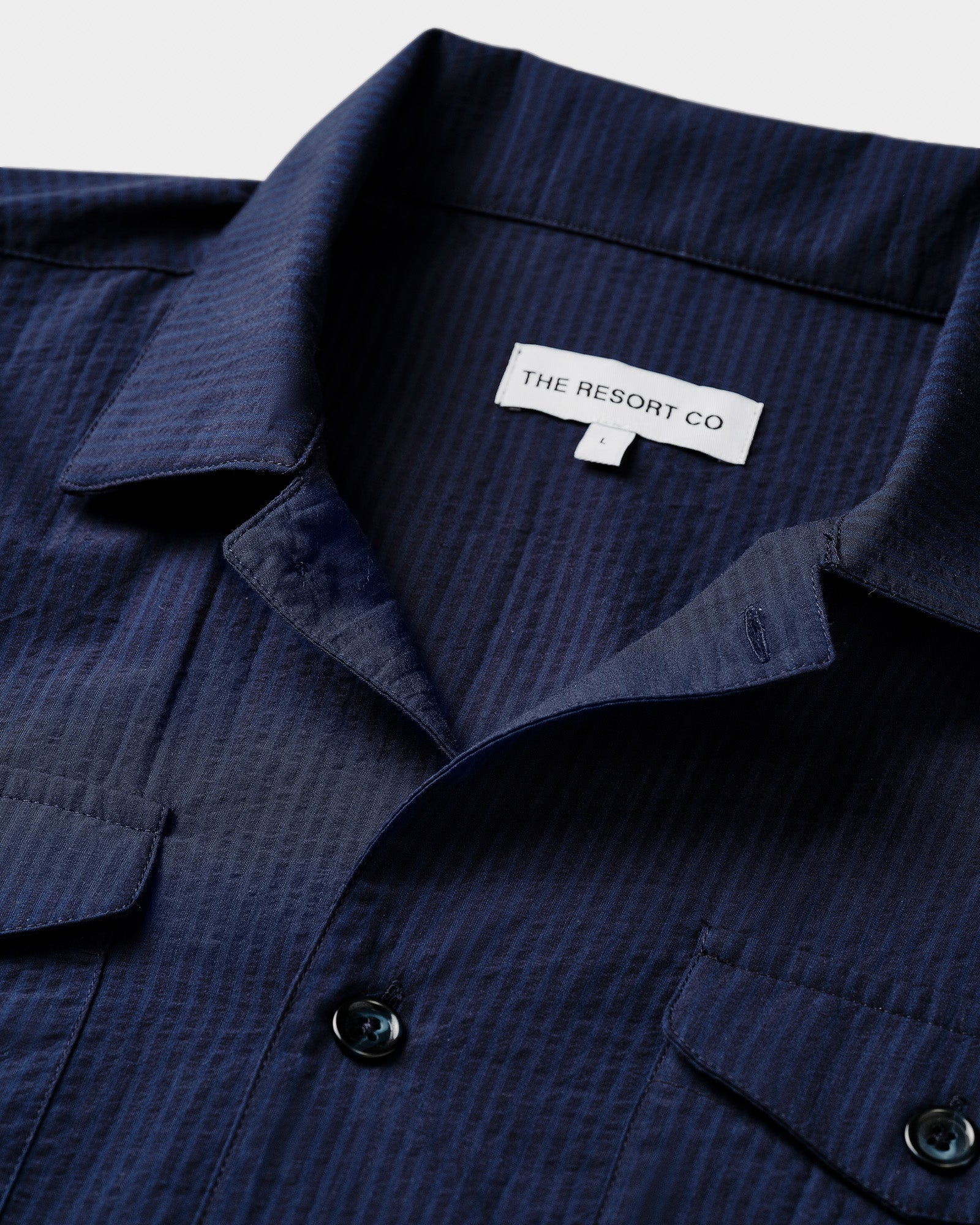 Seersucker Overshirt Navy – THE RESORT CO