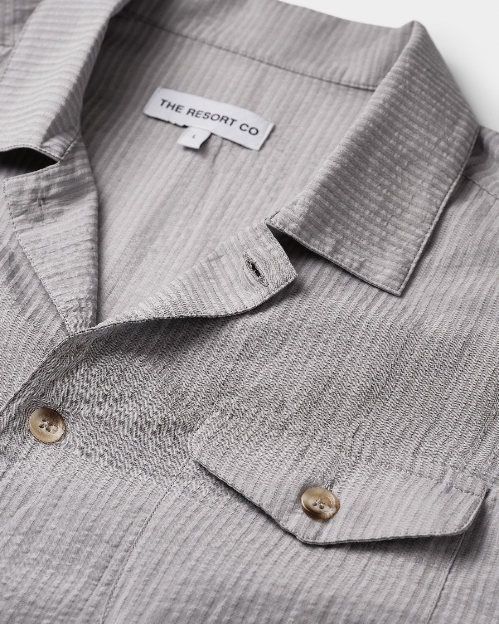 Seersucker Overshirt Sage - THE RESORT CO