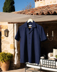 Seersucker Resort Shirt Navy - THE RESORT CO