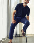 Seersucker Trousers Navy - THE RESORT CO