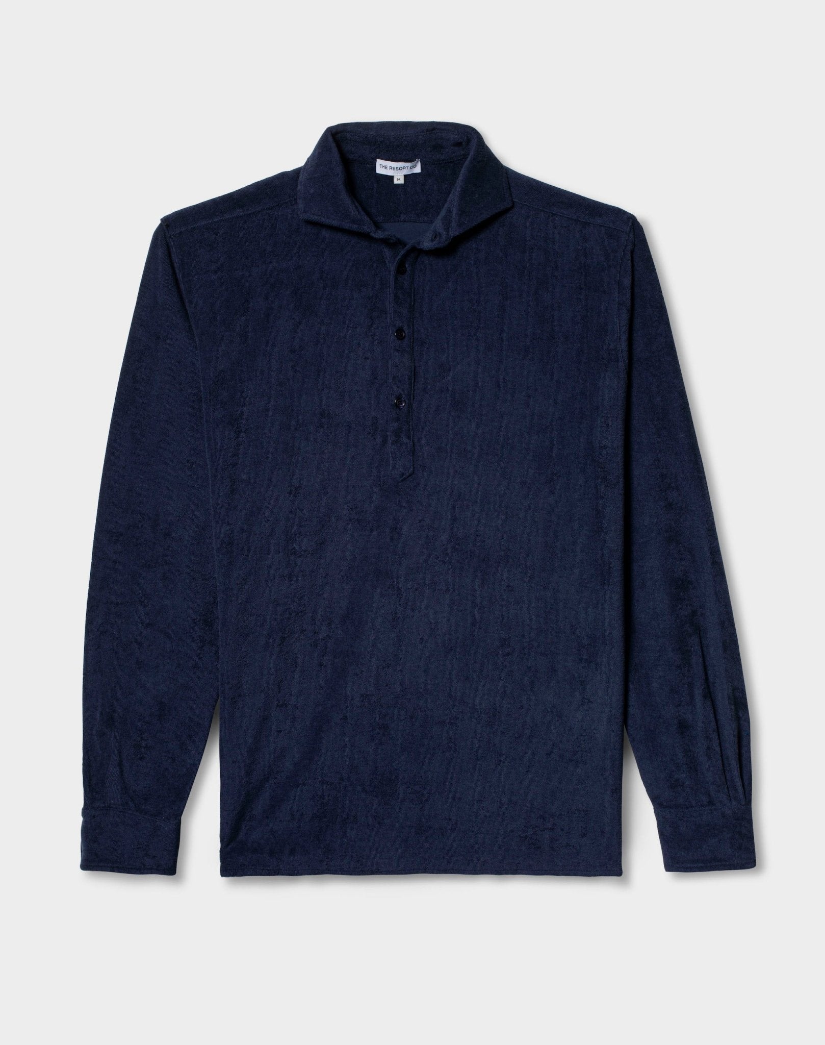 Long-sleeve Terry Polo Navy – THE RESORT CO