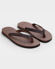 Brown Saffiano Leather Flip-flops