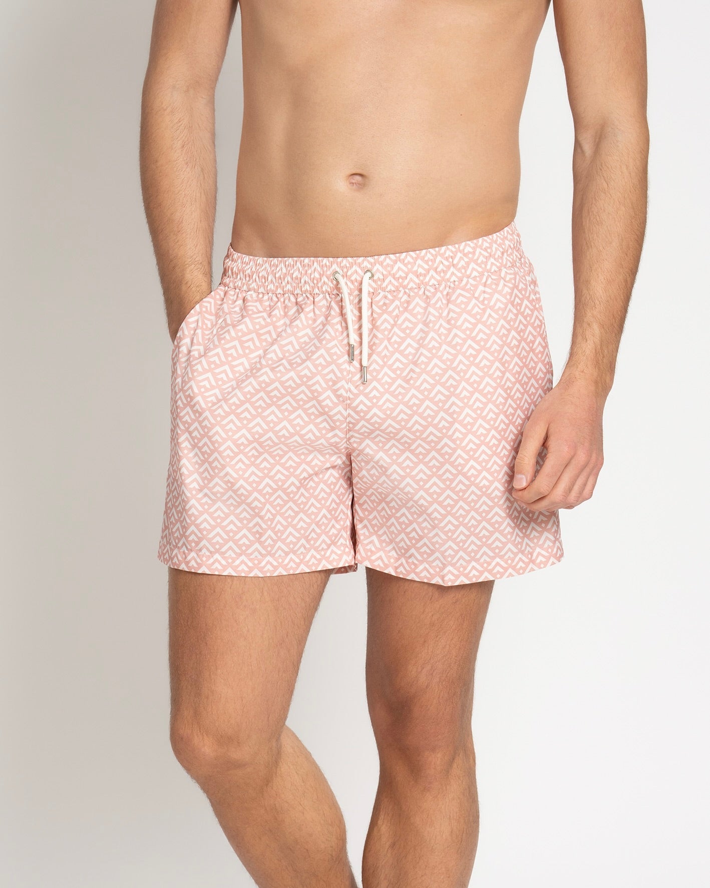 Classic Swim Shorts Rose Chevron - THE RESORT CO