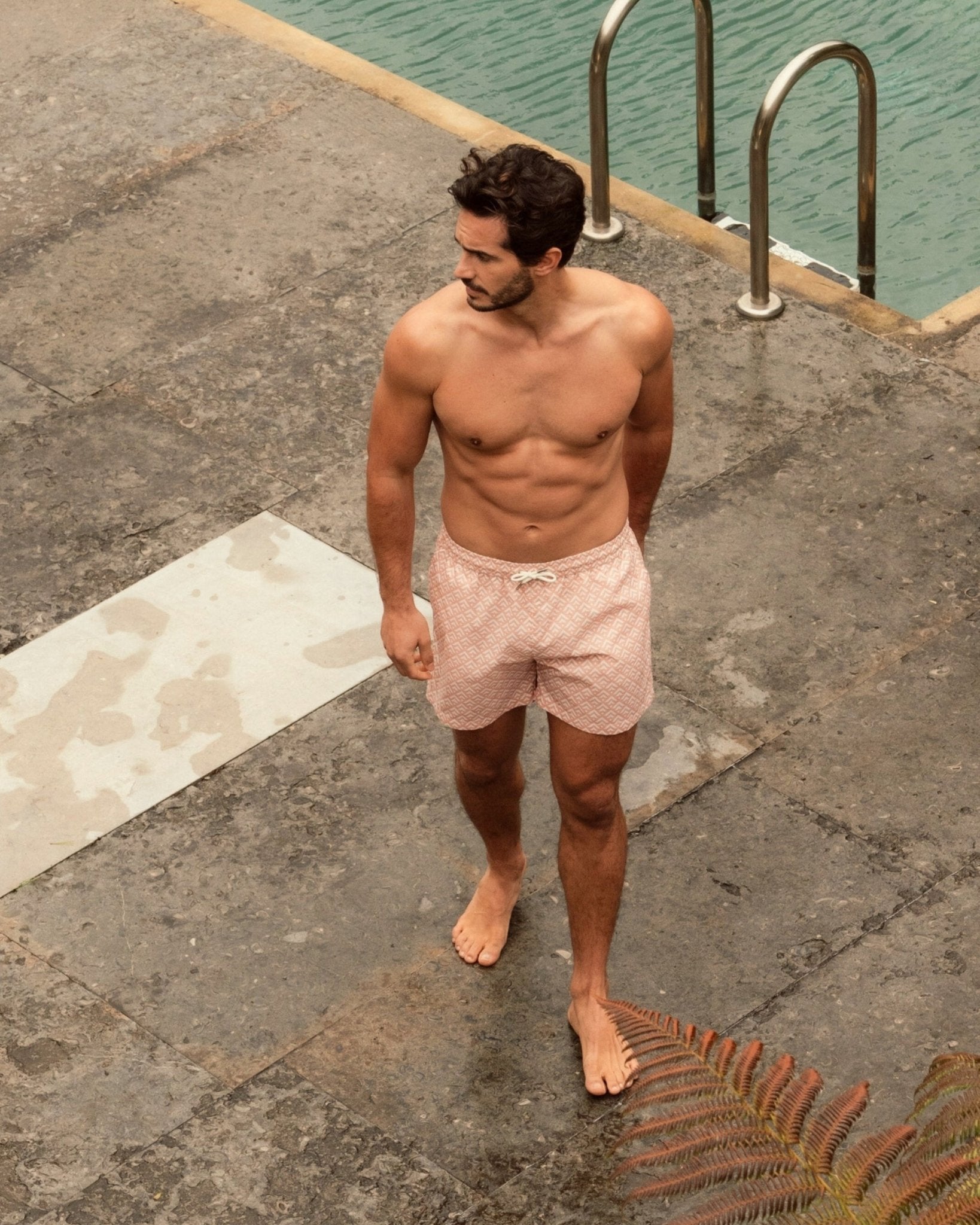 Classic Swim Shorts Rose Chevron - THE RESORT CO