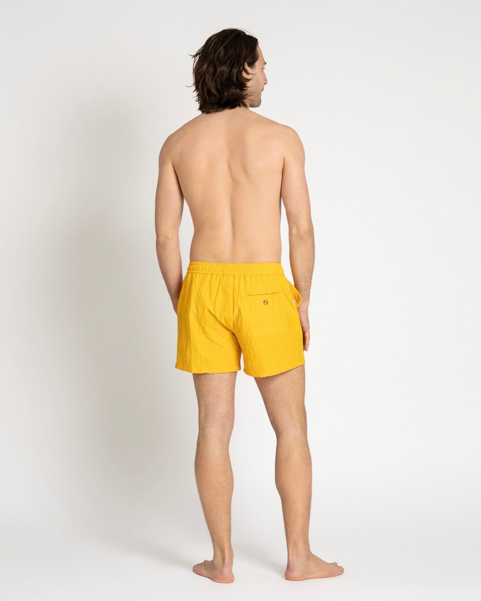 Classic Swim Shorts Yellow Seersucker – THE RESORT CO