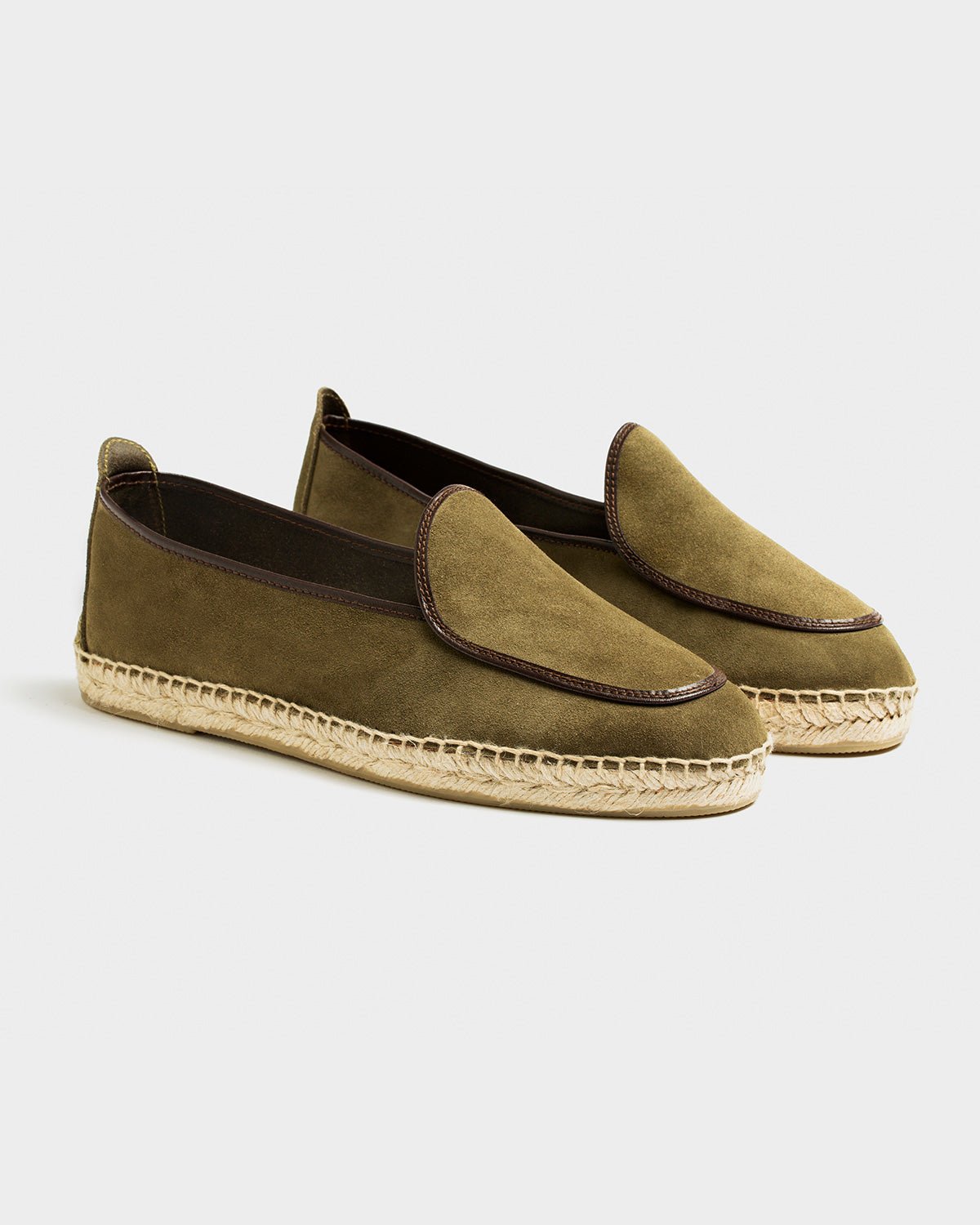 Espadrilles Belgian Loafer Style Olive Suede - THE RESORT CO