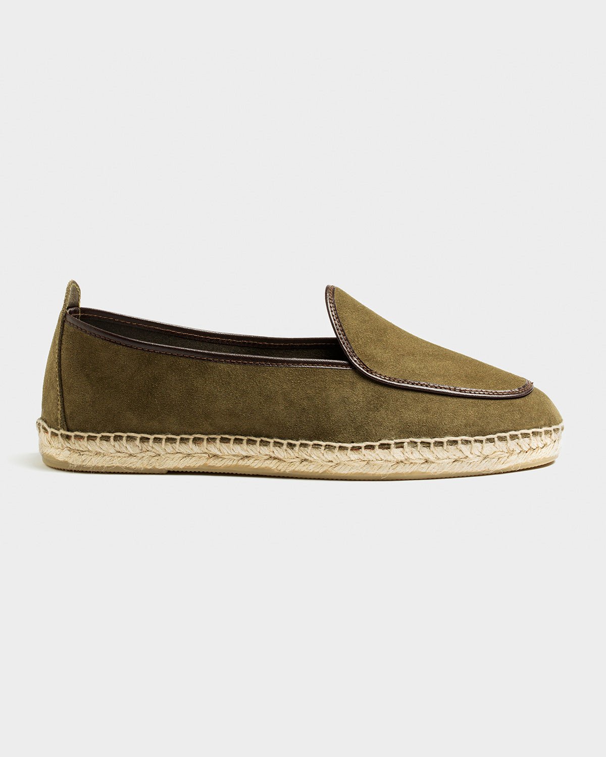 Espadrilles Belgian Loafer Style Olive Suede - THE RESORT CO