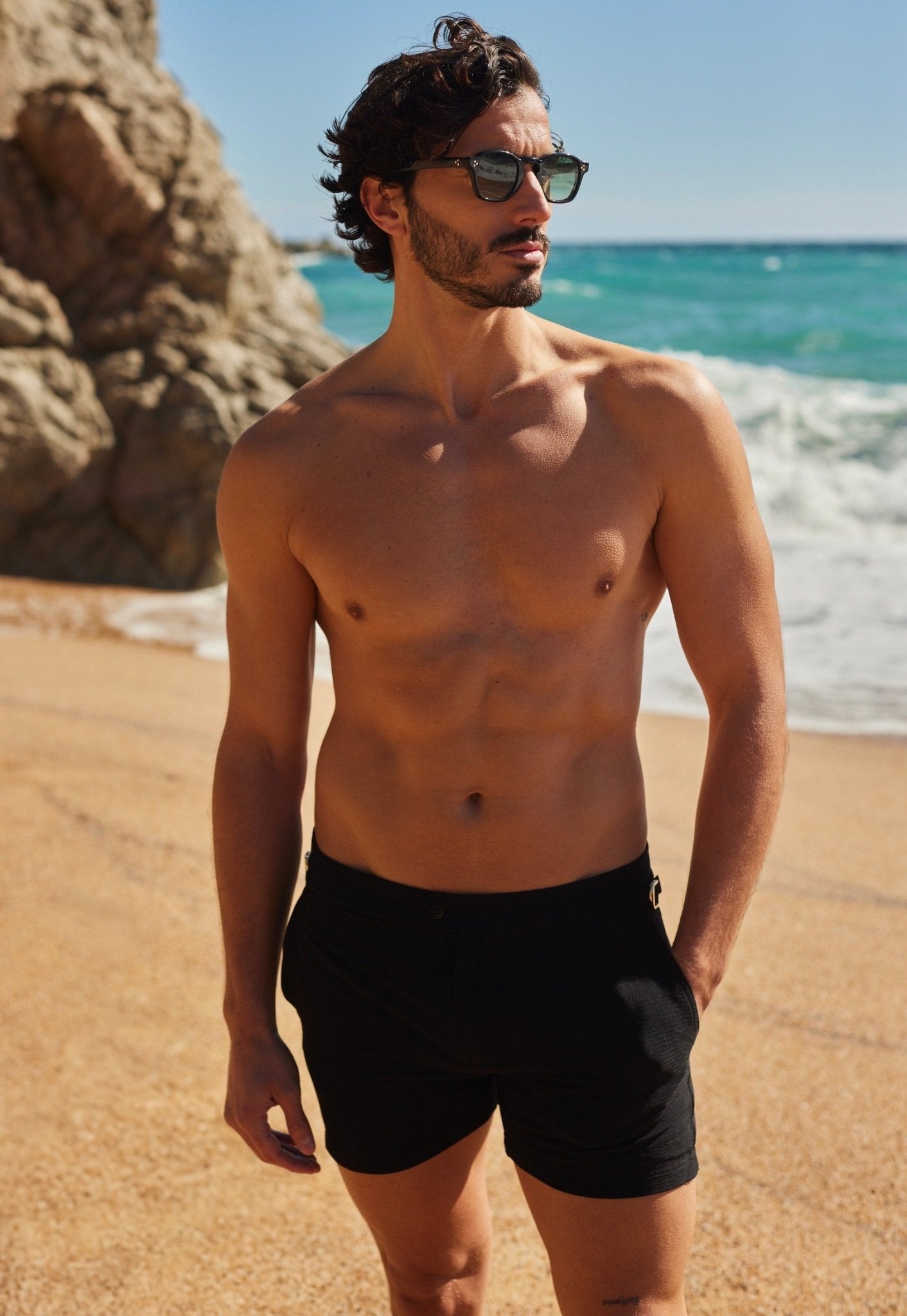 Grand Tour Swim Shorts Black - THE RESORT CO