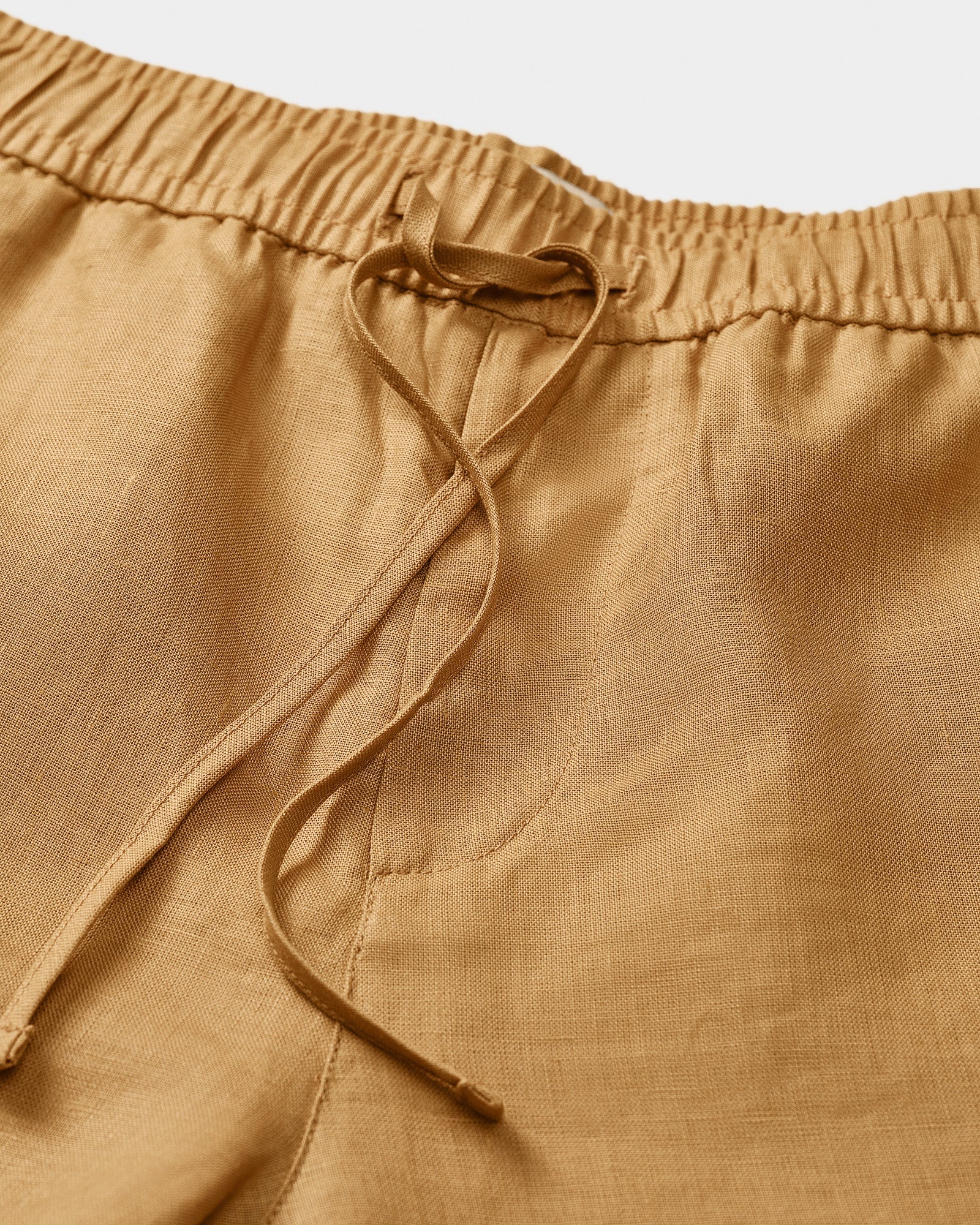 Linen Drawstring Shorts Caramel - THE RESORT CO