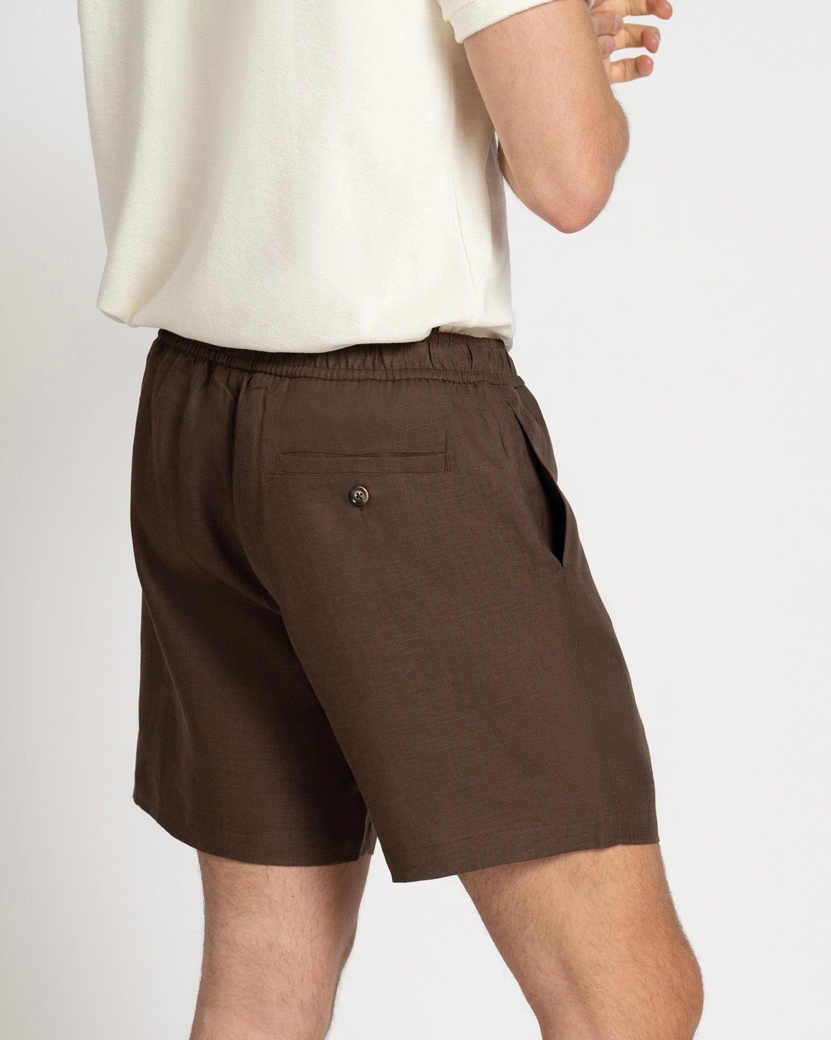 Linen Drawstring Shorts Sandalwood - THE RESORT CO