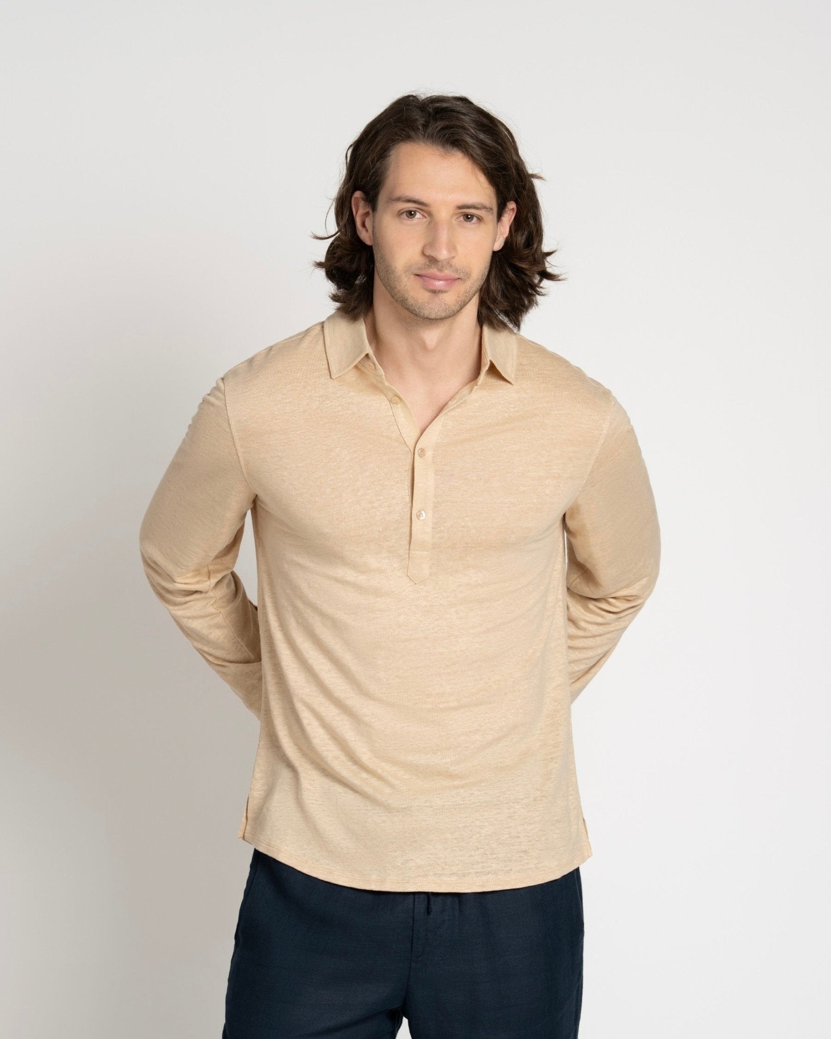 Linen Jersey Popover Sand - THE RESORT CO