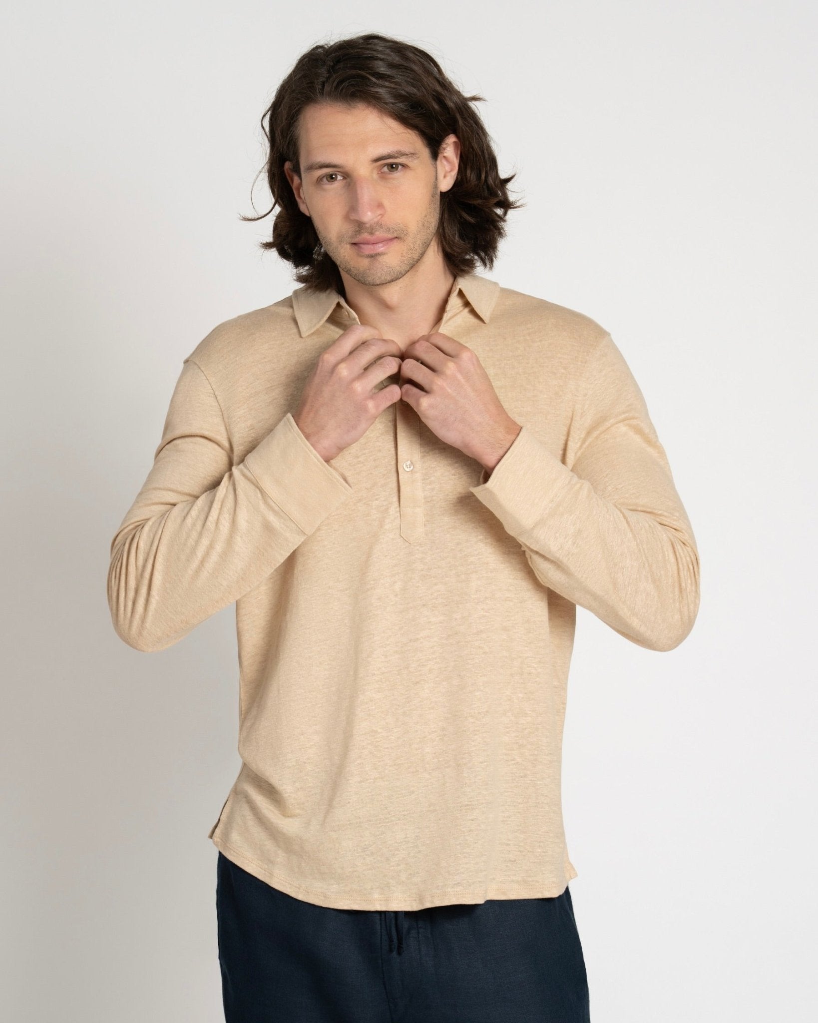 Linen Jersey Popover Sand - THE RESORT CO
