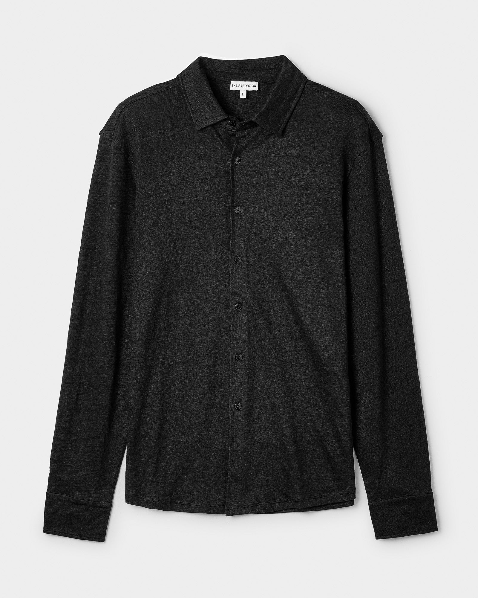 Linen Jersey Shirt Black - THE RESORT CO