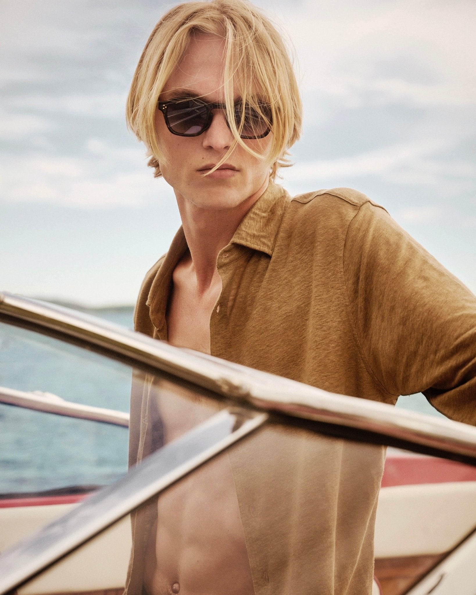 Linen Jersey Shirt Camel - THE RESORT CO