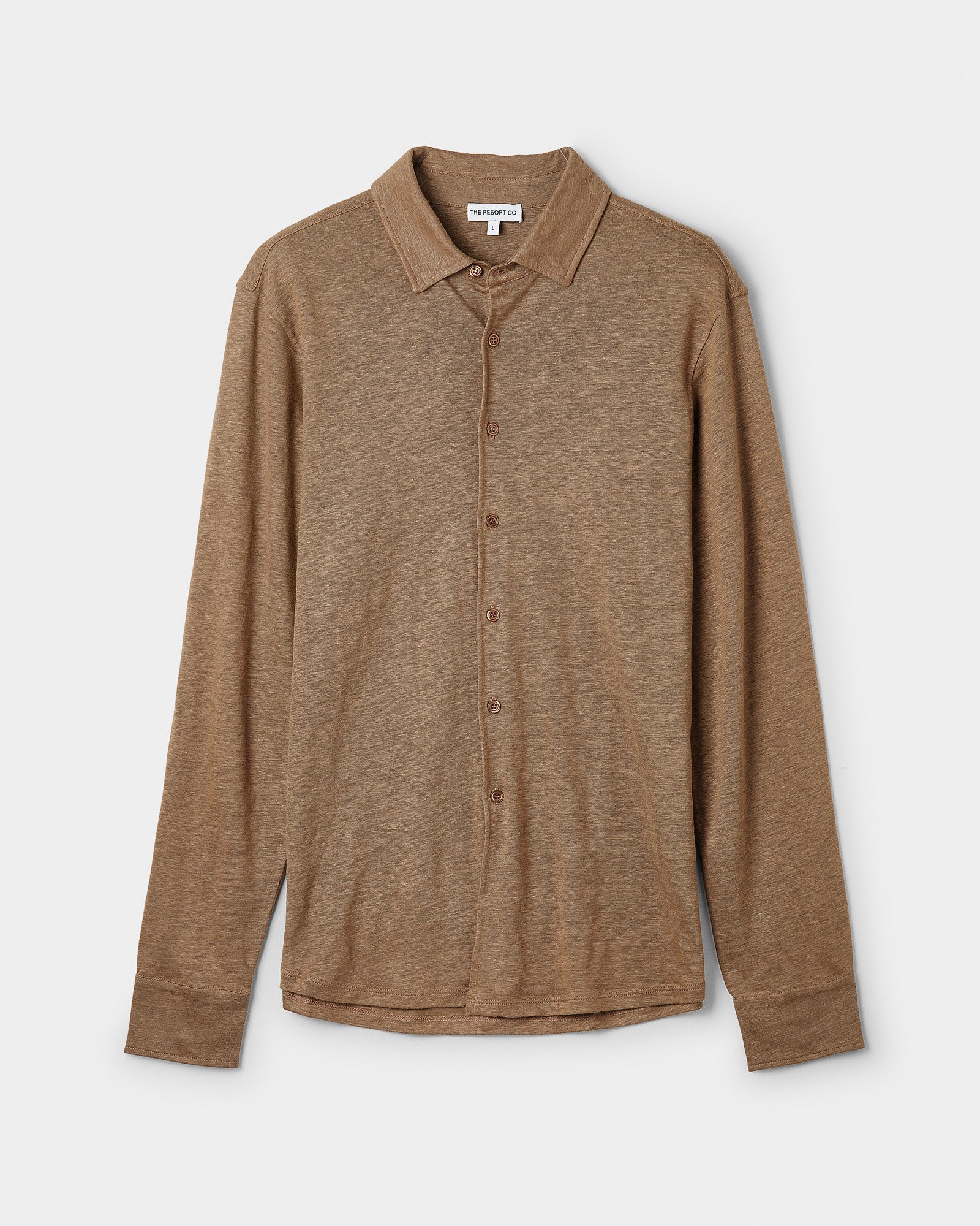Linen Jersey Shirt Camel - THE RESORT CO